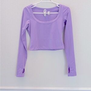 POPFLEX Lilac Long-Sleeve Scoop Crop Top